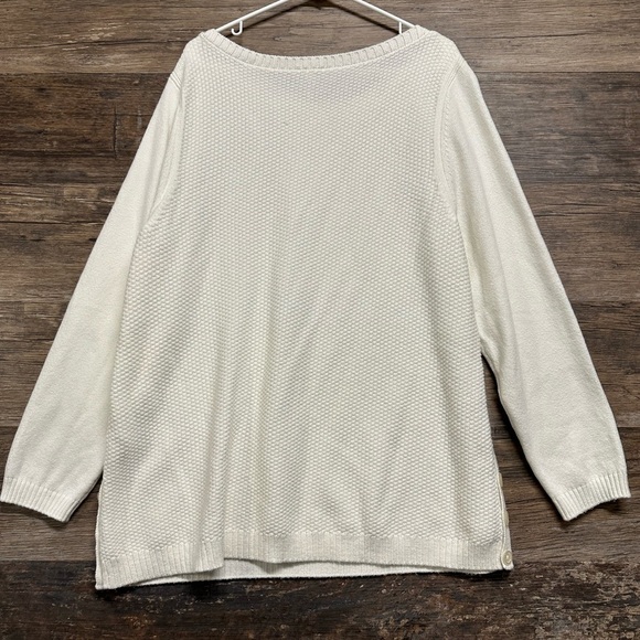 Talbots White Crew Neck Sweater Lightweight Knit - Picture 2 of 5